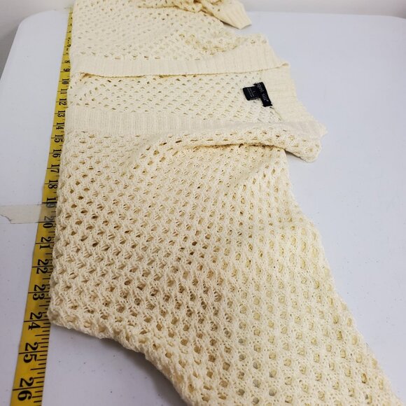 August Silk Womens Open Knit Beach Cardigan Size L Ivory Fairy Costal Vacation - Picture 7 of 10